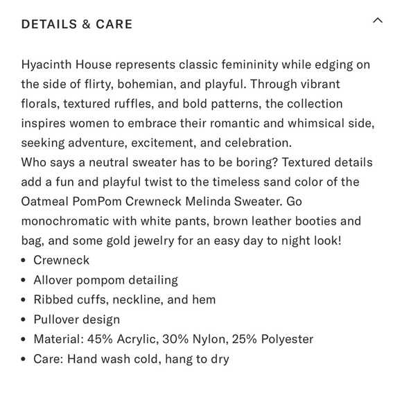 Hyacinth House small oatmeal pom pom melinda sweater - Picture 7 of 10